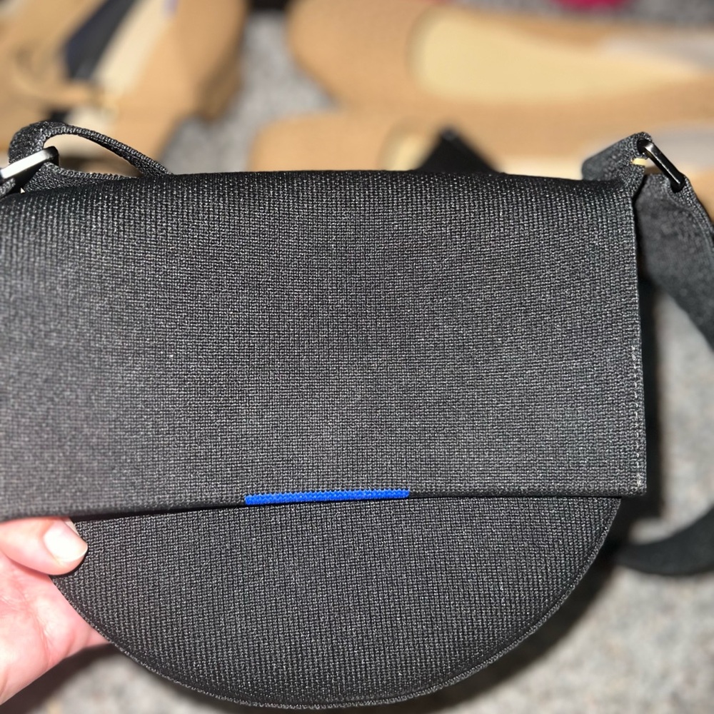 Rothy's Black Crossbody Bag with Blue Accent